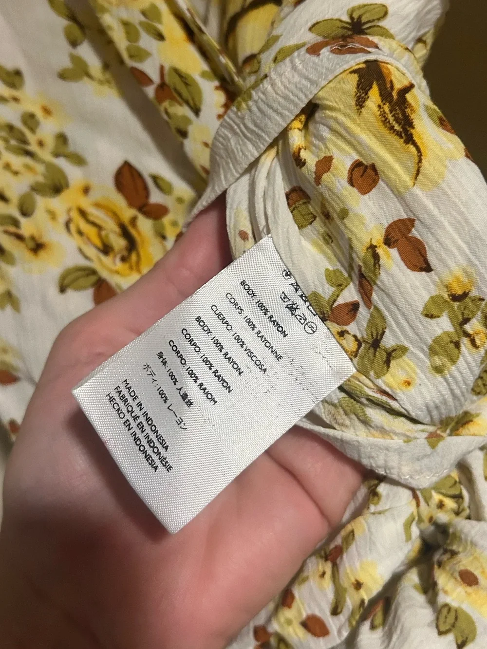Faithfull the Brand White and Yellow Floral Wrap Top Sz 6